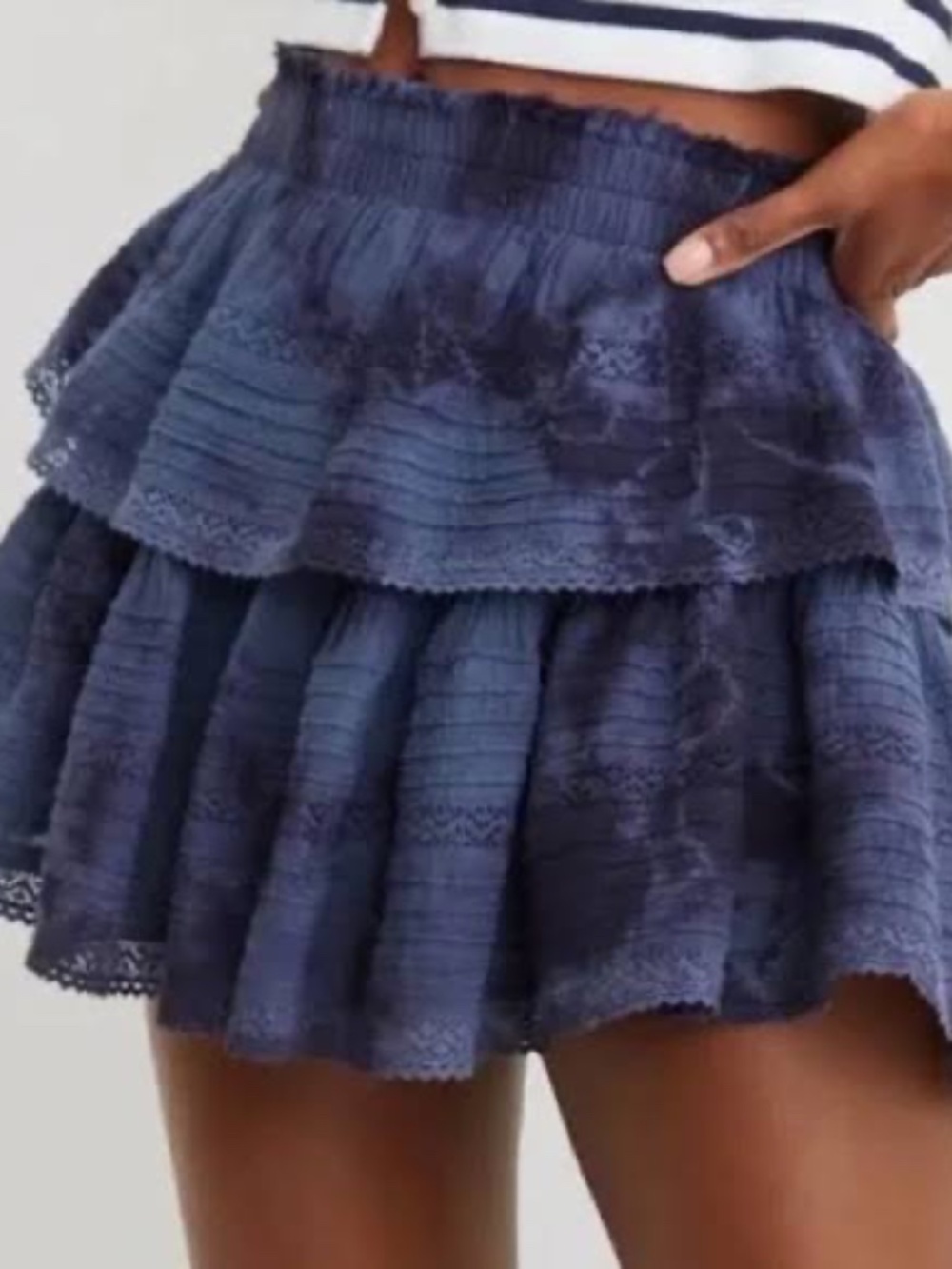 aerie purple-blue rock n ruffle mini skirt